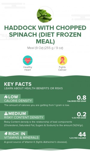 Haddock with chopped spinach (diet frozen meal)