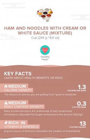 Ham and noodles with cream or white sauce (mixture)