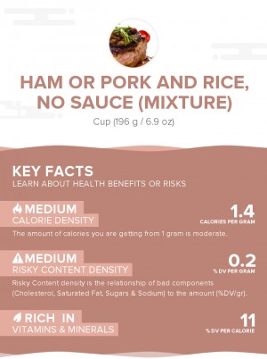 Ham or pork and rice, no sauce (mixture)