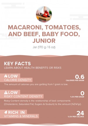 Macaroni, tomatoes, and beef, baby food, junior