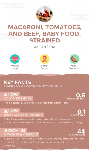 Macaroni, tomatoes, and beef, baby food, strained