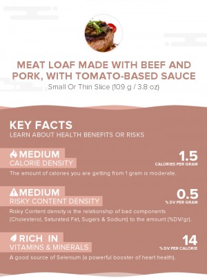 Meat loaf made with beef and pork, with tomato-based sauce