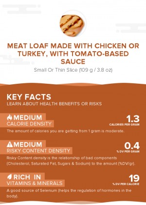 Meat loaf made with chicken or turkey, with tomato-based sauce