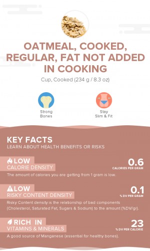 Oatmeal, cooked, regular, fat not added in cooking