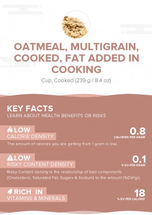 Oatmeal, multigrain, cooked, fat added in cooking