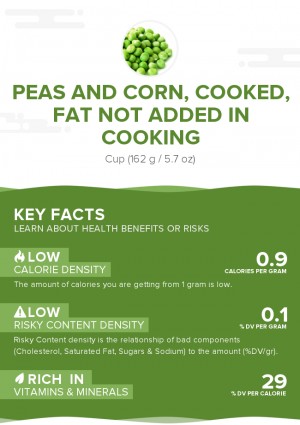 Peas and corn, cooked, fat not added in cooking