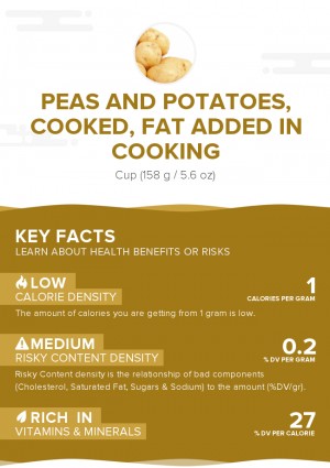 Peas and potatoes, cooked, fat added in cooking