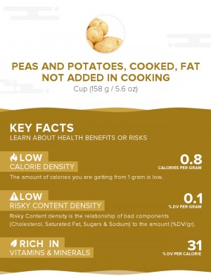 Peas and potatoes, cooked, fat not added in cooking