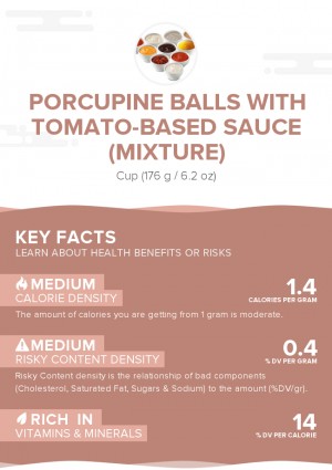 Porcupine balls with tomato-based sauce (mixture)