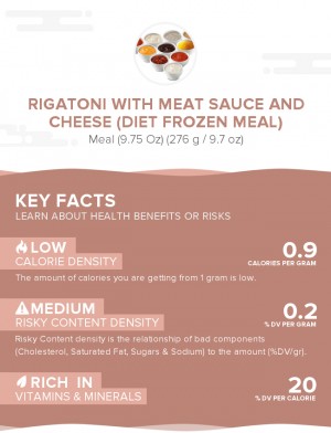 Rigatoni with meat sauce and cheese (diet frozen meal)